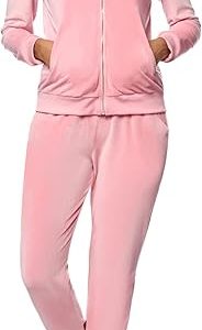 Totatuit Velour Tracksuit Womens Sweatsuit Set Long Sleeve Zip Up Jacket & Drawstring Sweatpants Outfit