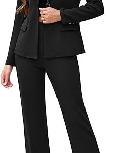 Women's 2 Piece Suits Business Casual Outfits Long Sleeve Solid Blazer with Pants Professional Office Work Sets