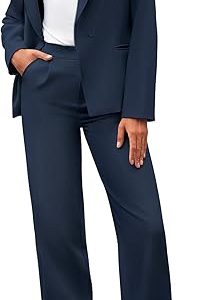Casly Lamiit Women's 2 Piece Business Casual Outfits Blazer Wide Leg Pants Matching Dressy Formal Suit Sets