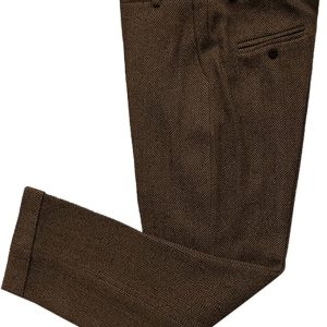 Mens Vintage Tweed Dress Pants Slacks Trousers Regular Fit Suit Pants for Men