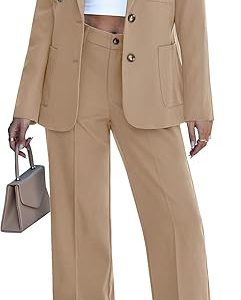 luvamia Pants Suits for Women Dressy 2 Piece Set Business Casual Outfit Professional Long Sleeve Office Work Blazer Sets