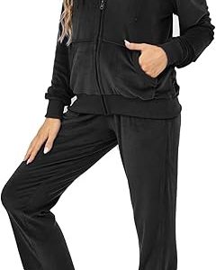Velour Track Suits for Women Set Fall Sweatsuits 2 Piece