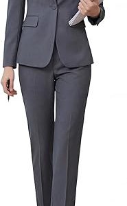 Women's 2 Piece Pants Suit - Wrinkle-Free Business Casual Blazer Set - Professional Work Office Outfit
