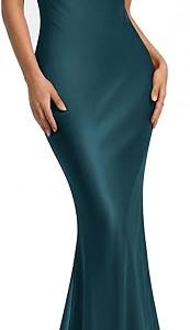 KIRUNDO Womens Summer Cowl Neck Sleeveless Satin Maxi Dress Elegant Bodycon Cocktail Wedding Guest Party Long Dresses
