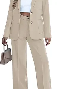 luvamia Pants Suits for Women Dressy 2 Piece Set Business Casual Outfit Professional Long Sleeve Office Work Blazer Sets