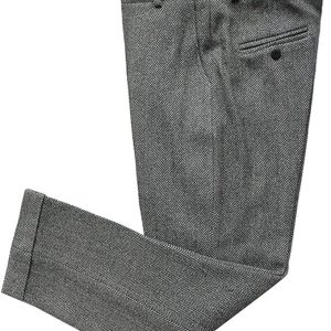 Mens Vintage Tweed Dress Pants Slacks Trousers Regular Fit Suit Pants for Men