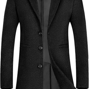 APTRO Men's Luxury Full Length Trench Coat Long Wool Overcoat Winter Windbreaker