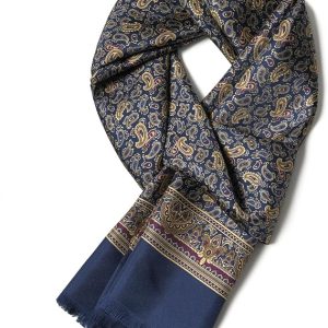 SHIROUYU Men's Silk Twill Scarf - 100% Mulberry Silk, Luxurious & Silky Soft, Extra Long for Warmth (Gift Packaged)